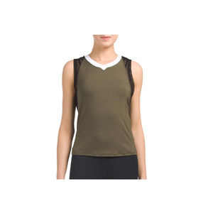 NWT Body Language PAX mixed media tank olive/black